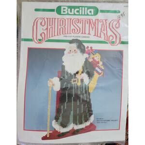 Bucilla Needlepoint Kit Plastic Canvas St. Nick Santa Doorstep Holder #61073 USA